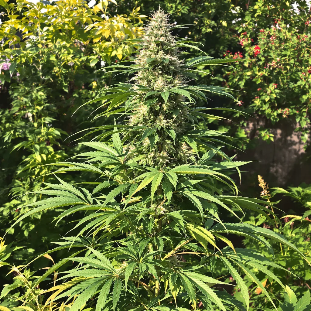 Blue Dream 19% indica / 81% sativa — flor con tricomas visibles