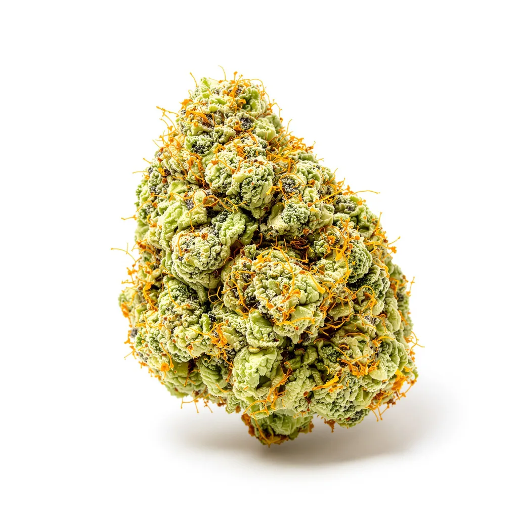 Blue Dream 19% indica / 81% sativa — flor con tricomas visibles