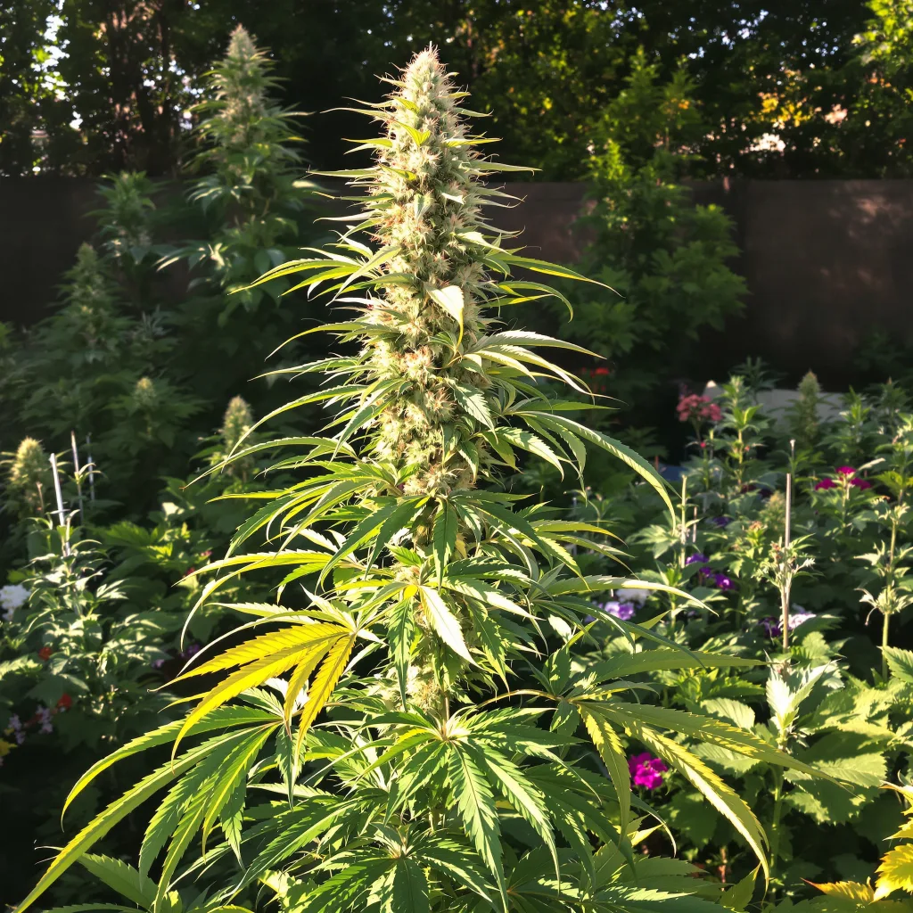 Blue Dream 19% indica / 81% sativa — flor con tricomas visibles