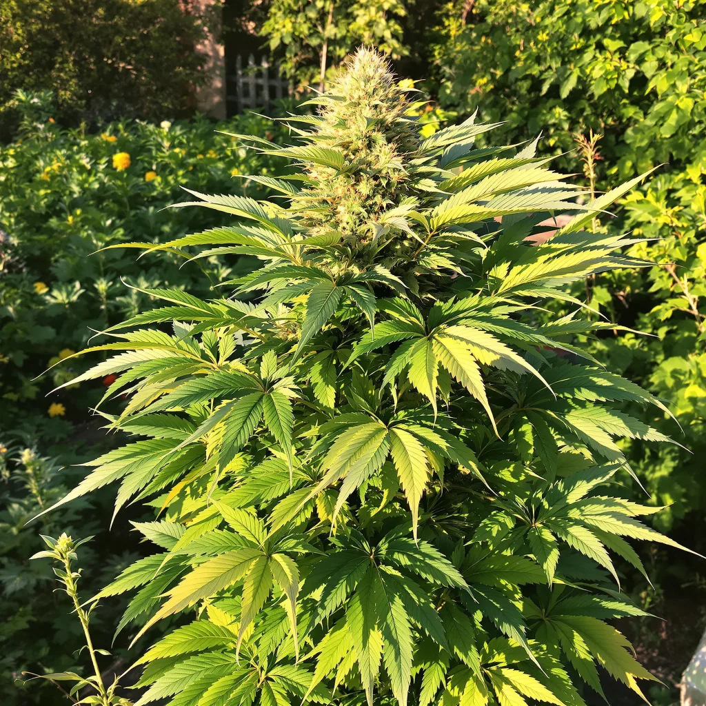 Blue Dynamite 65% indica / 35% sativa — flor con tricomas visibles