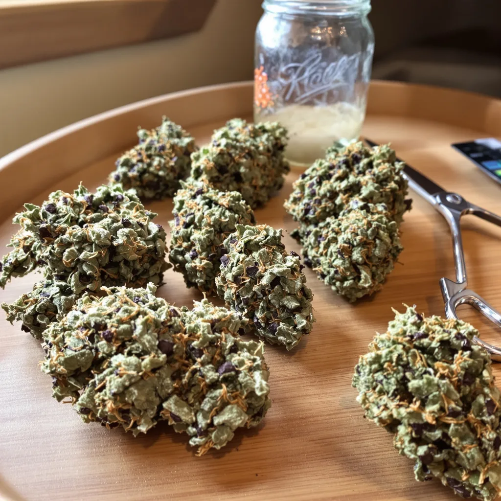 Blue Frost 69% indica / 31% sativa — flor con tricomas visibles