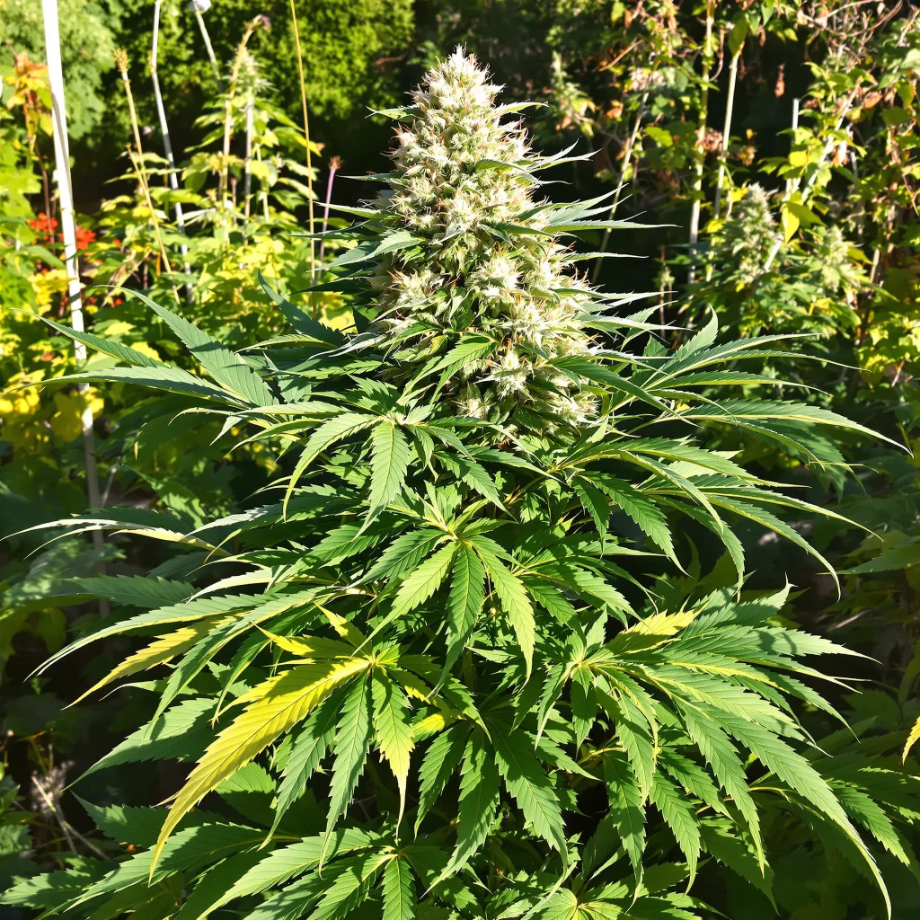 Blue Frost 69% indica / 31% sativa — flor con tricomas visibles
