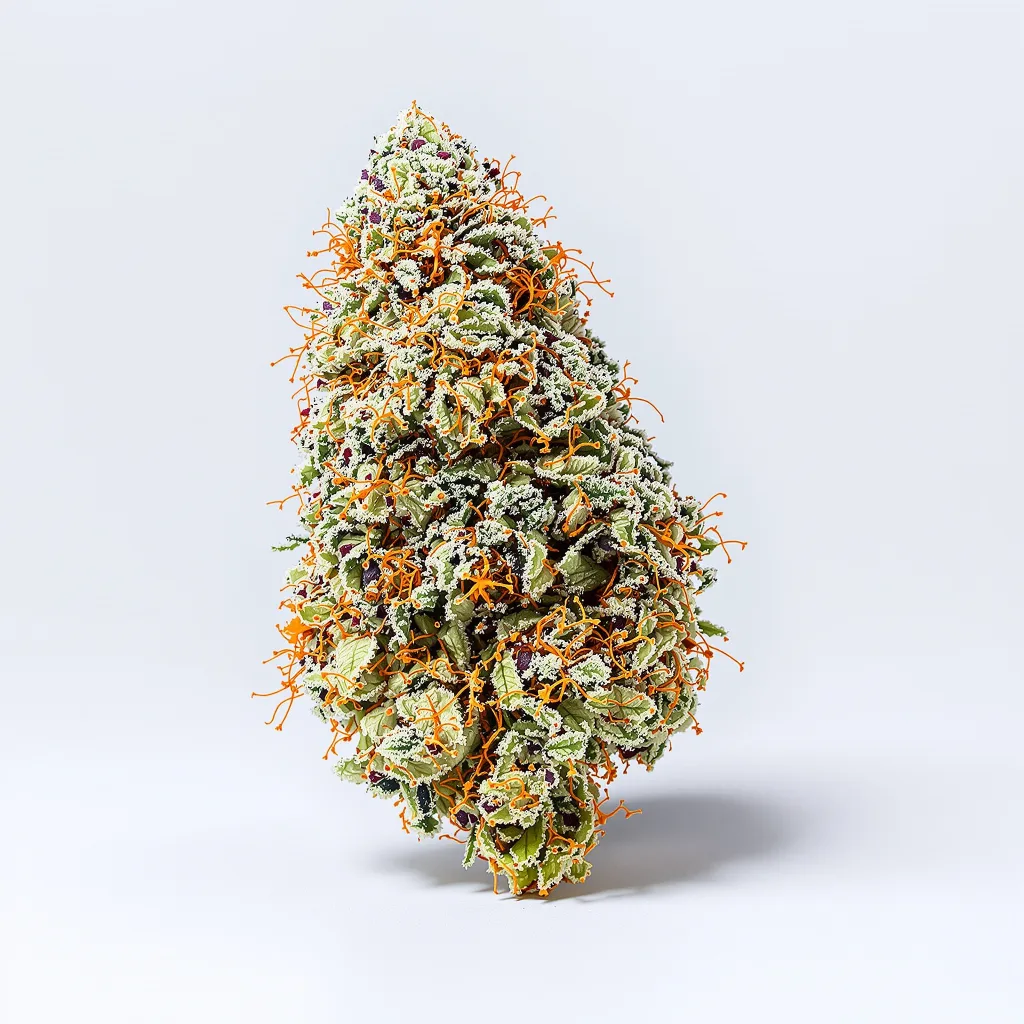 Blue Galaxy 40% indica / 60% sativa — flor con tricomas visibles