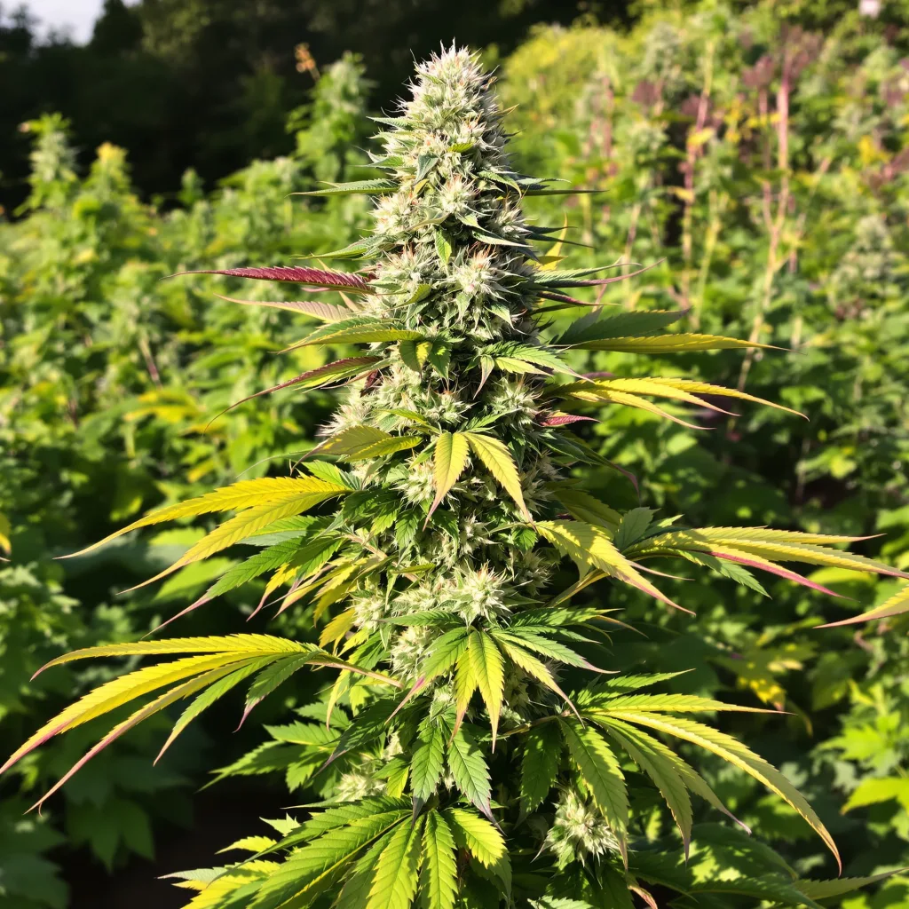 Blue Galaxy 40% indica / 60% sativa — flor con tricomas visibles