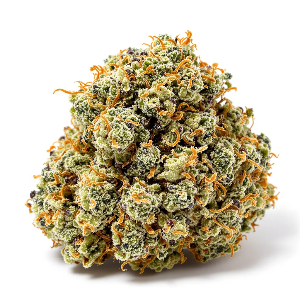 Blue Galaxy 40% indica / 60% sativa — flor con tricomas visibles