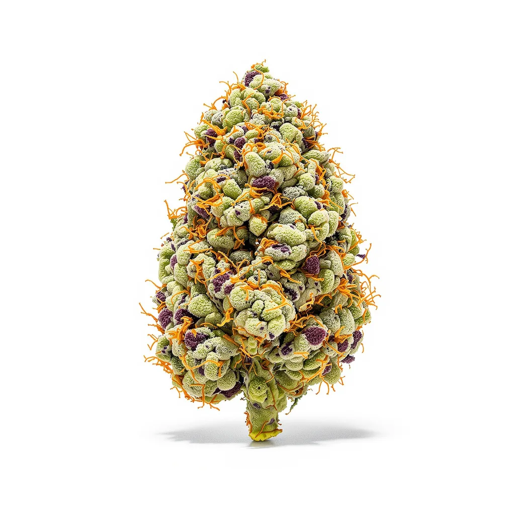 Blue Goo 35% indica / 65% sativa — flor con tricomas visibles