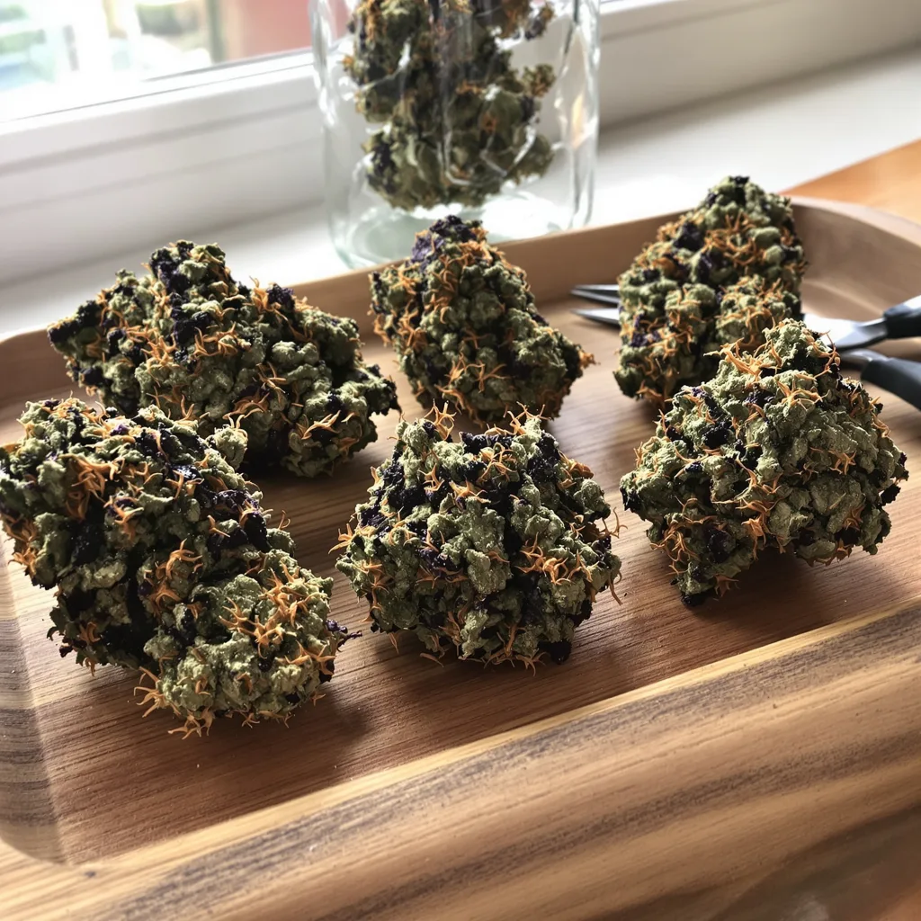 Blue Jack City 65% indica / 35% sativa — flor con tricomas visibles