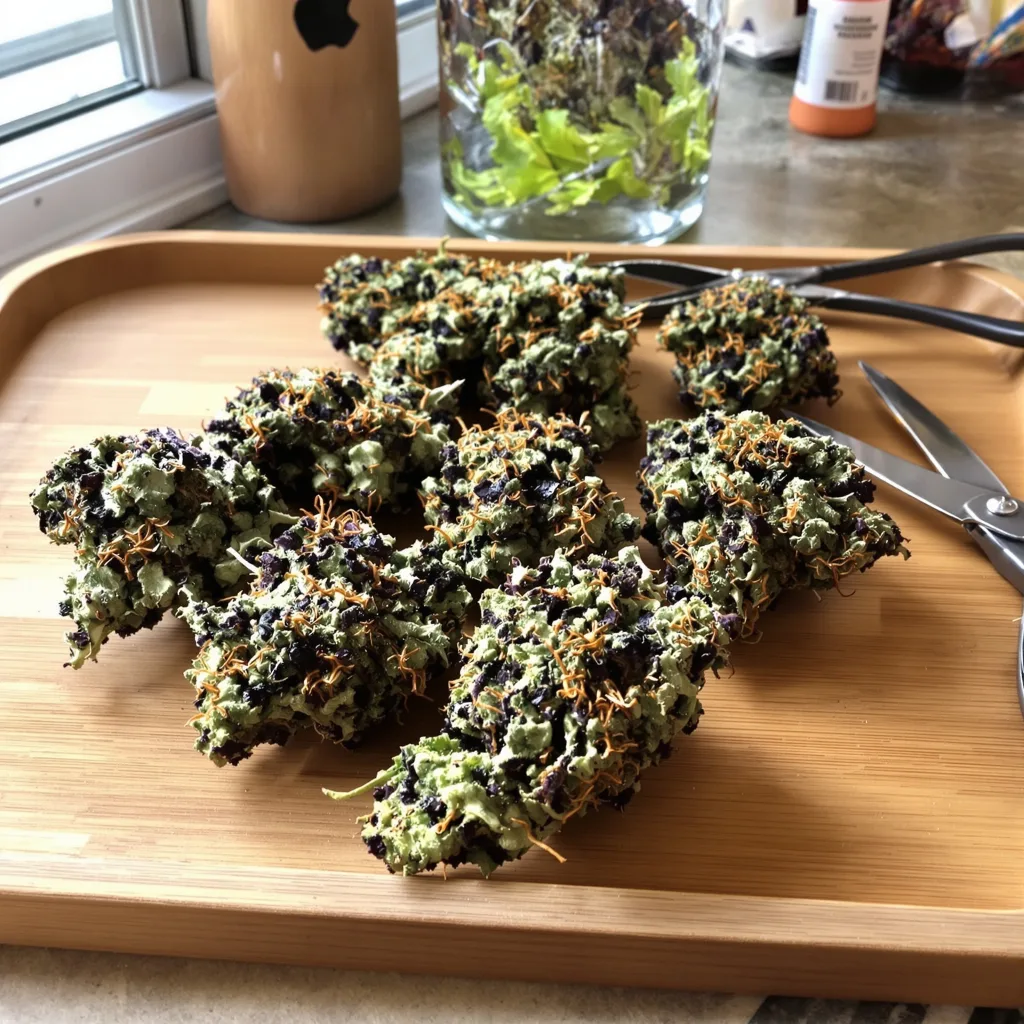 Blue Jack City 65% indica / 35% sativa — flor con tricomas visibles