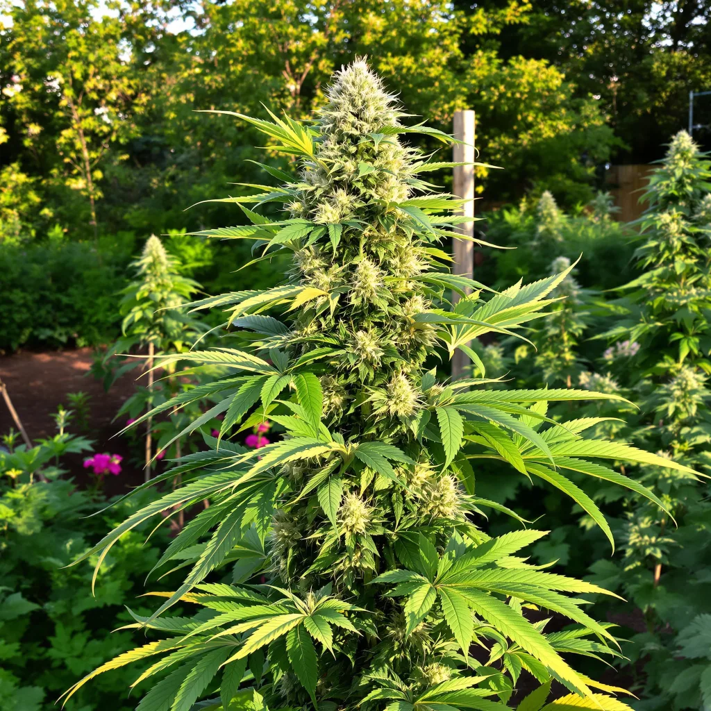 Blue Jay Way 63% indica / 37% sativa — flor con tricomas visibles