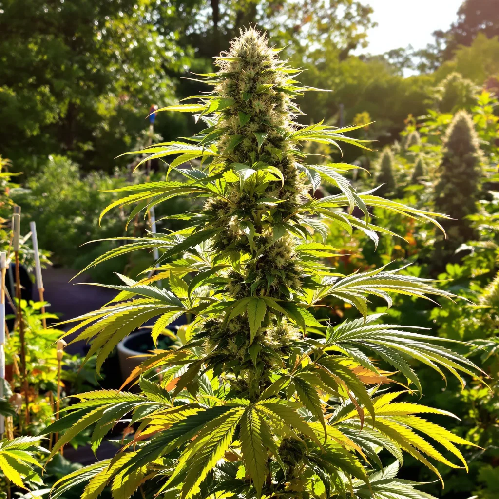 Blue Jay Way 63% indica / 37% sativa — flor con tricomas visibles