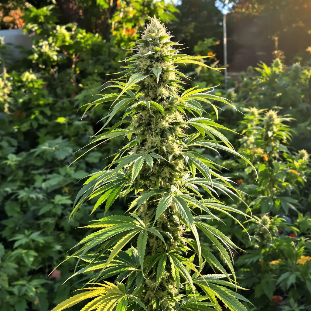 Blue Kiss 12% indica / 88% sativa — flor con tricomas visibles