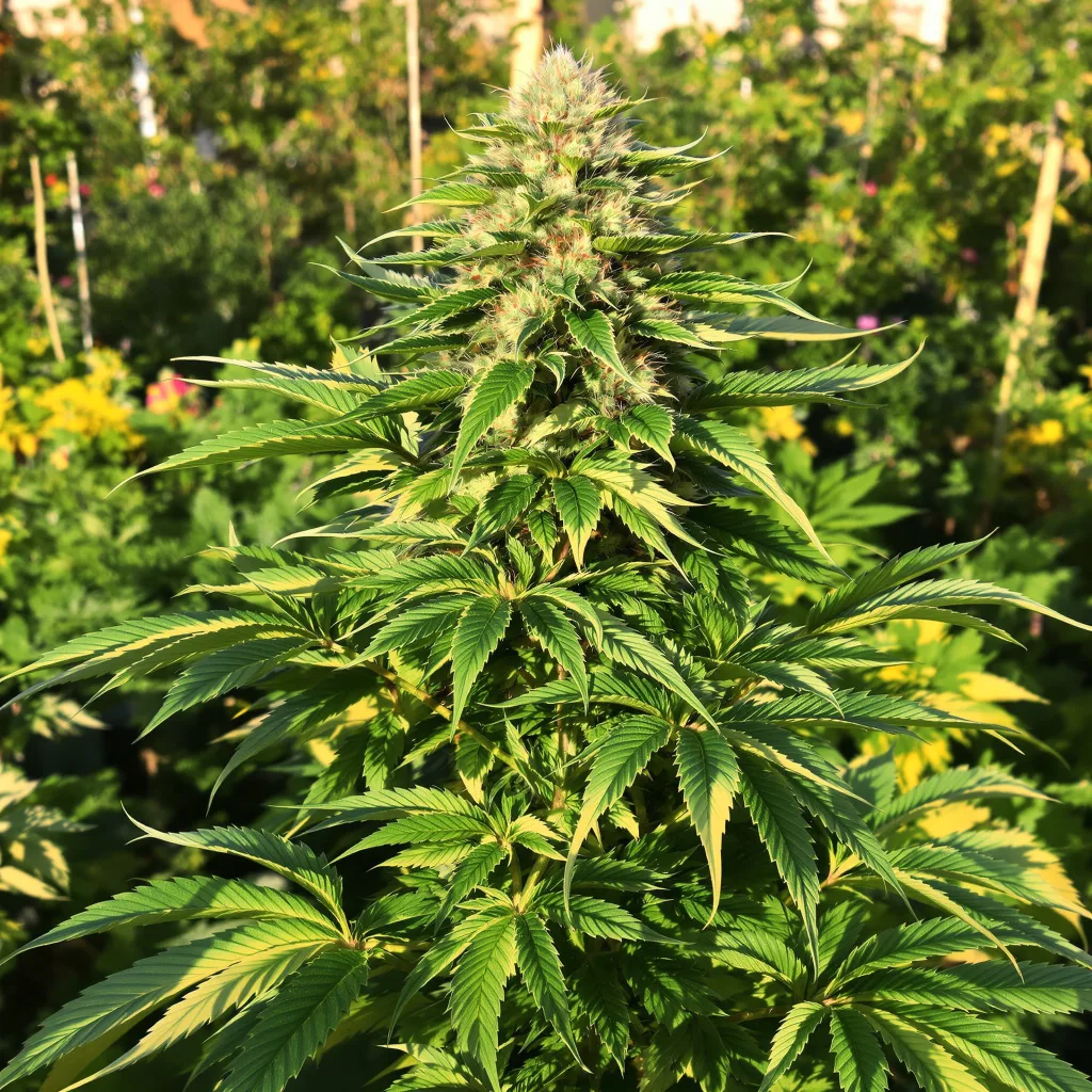 Blue Knight 76% indica / 24% sativa — flor con tricomas visibles