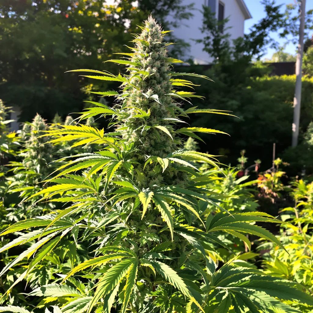 Blue Kush 55% indica / 45% sativa — flor con tricomas visibles