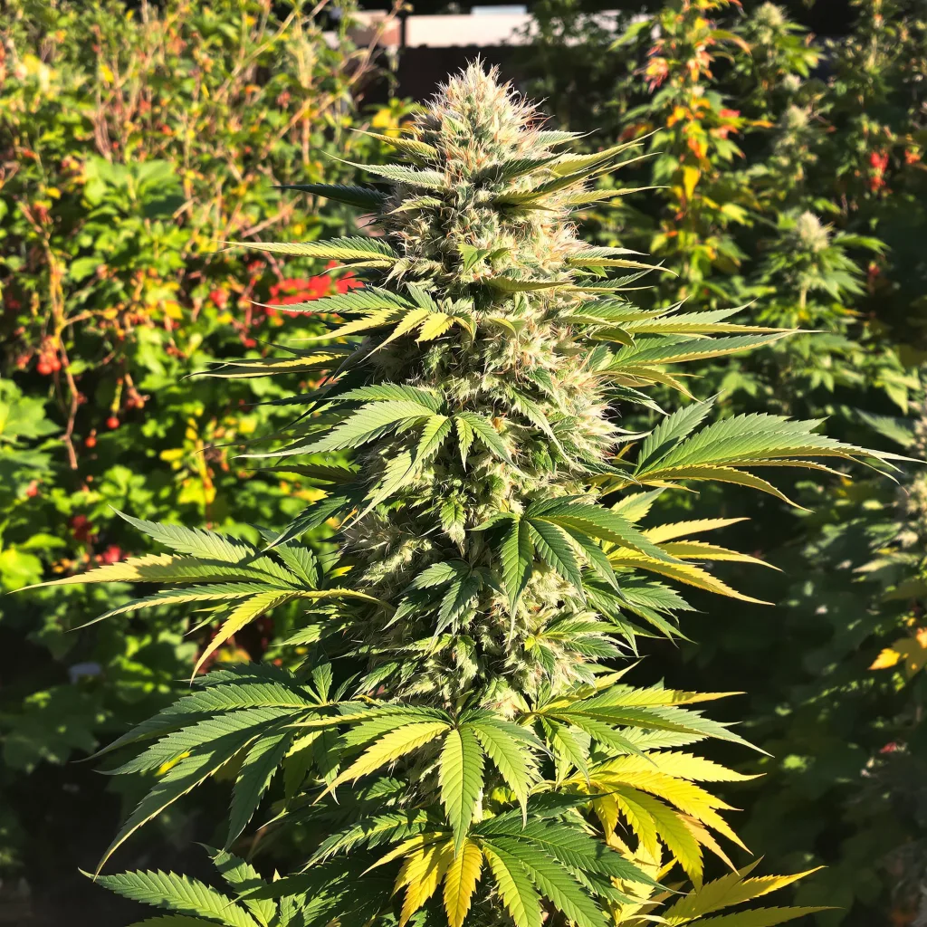 Blue Lights 85% indica / 15% sativa — flor con tricomas visibles