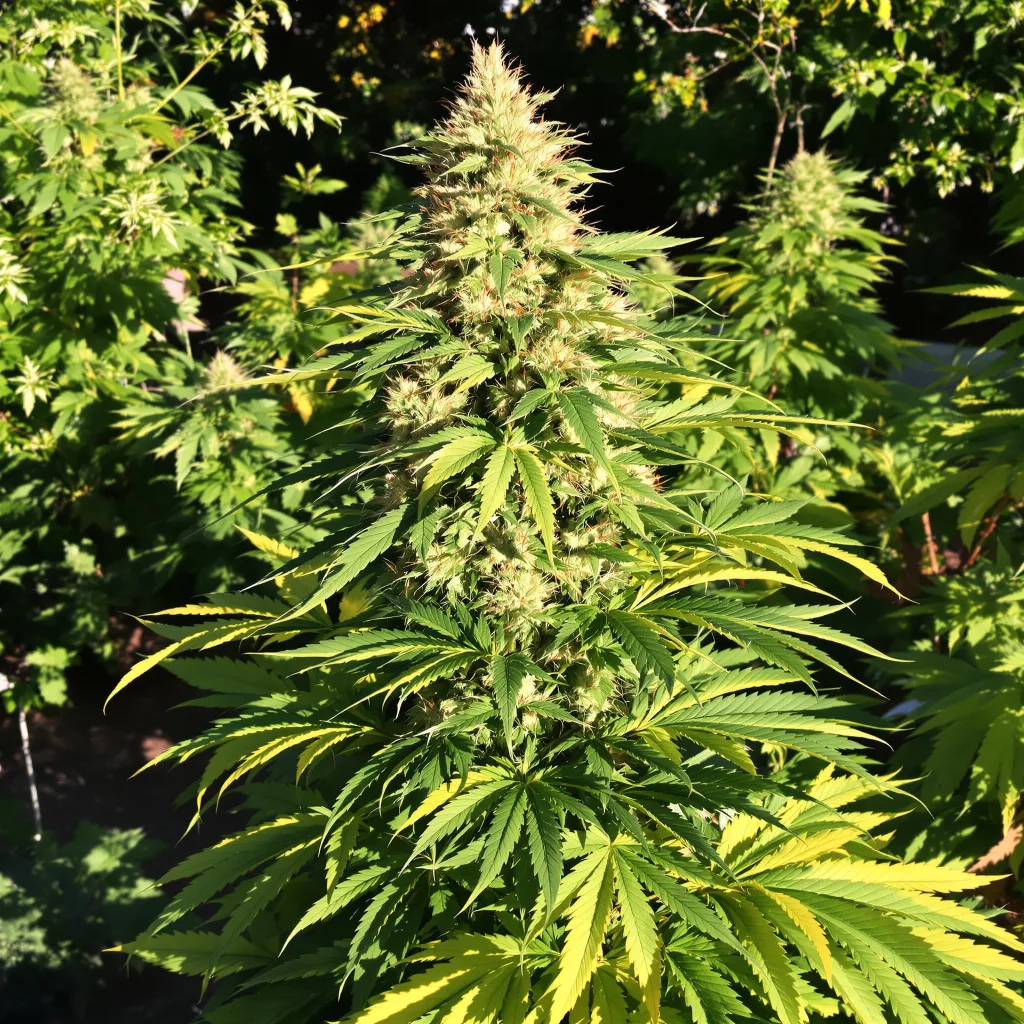 Blue Lyly 54% indica / 46% sativa — flor con tricomas visibles