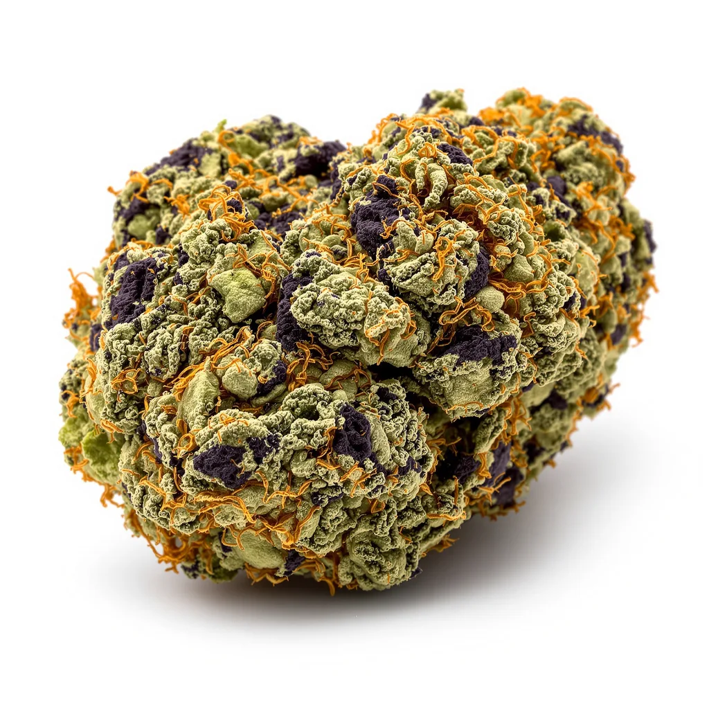 Blue Magoo 88% indica / 12% sativa — flor con tricomas visibles