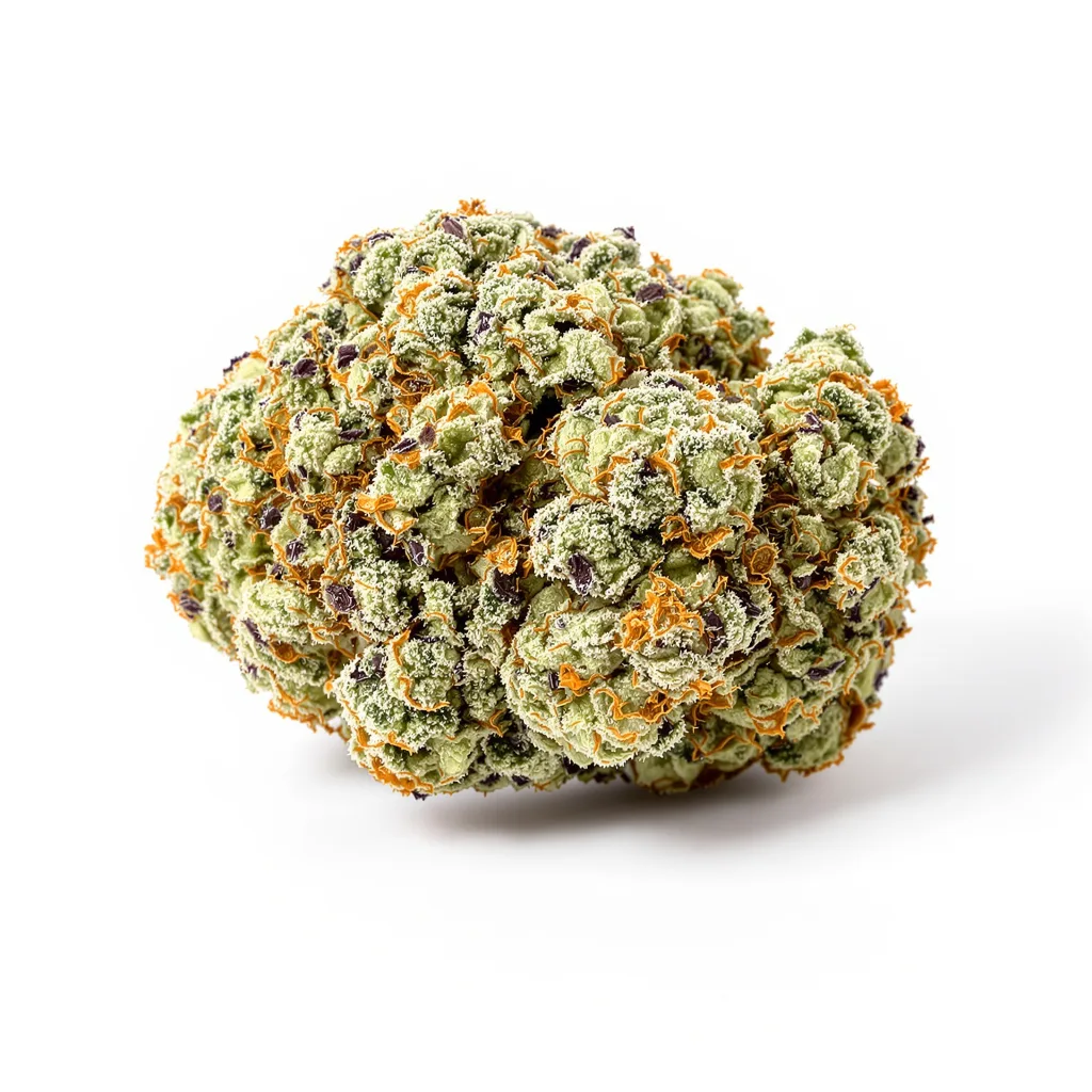 Blue Mango 40% indica / 60% sativa — flor con tricomas visibles