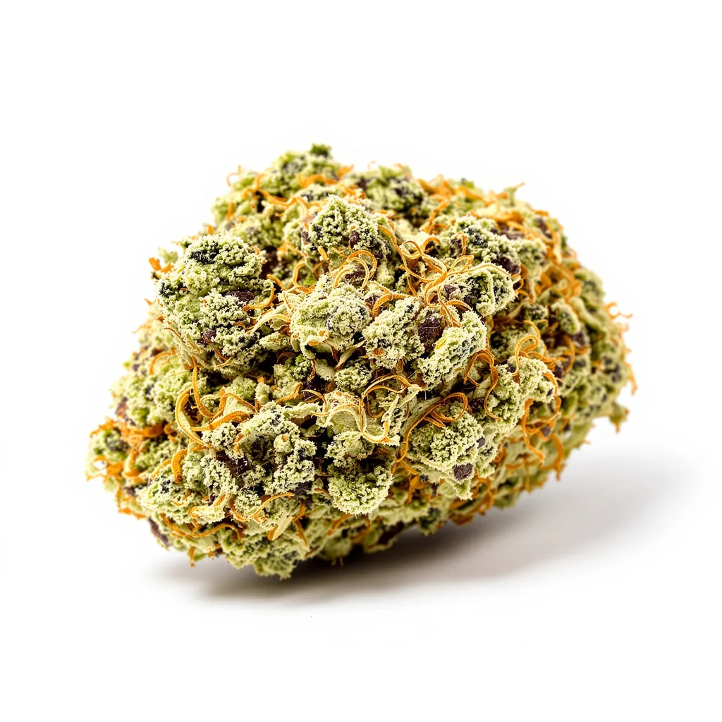 Blue Mango 40% indica / 60% sativa — flor con tricomas visibles