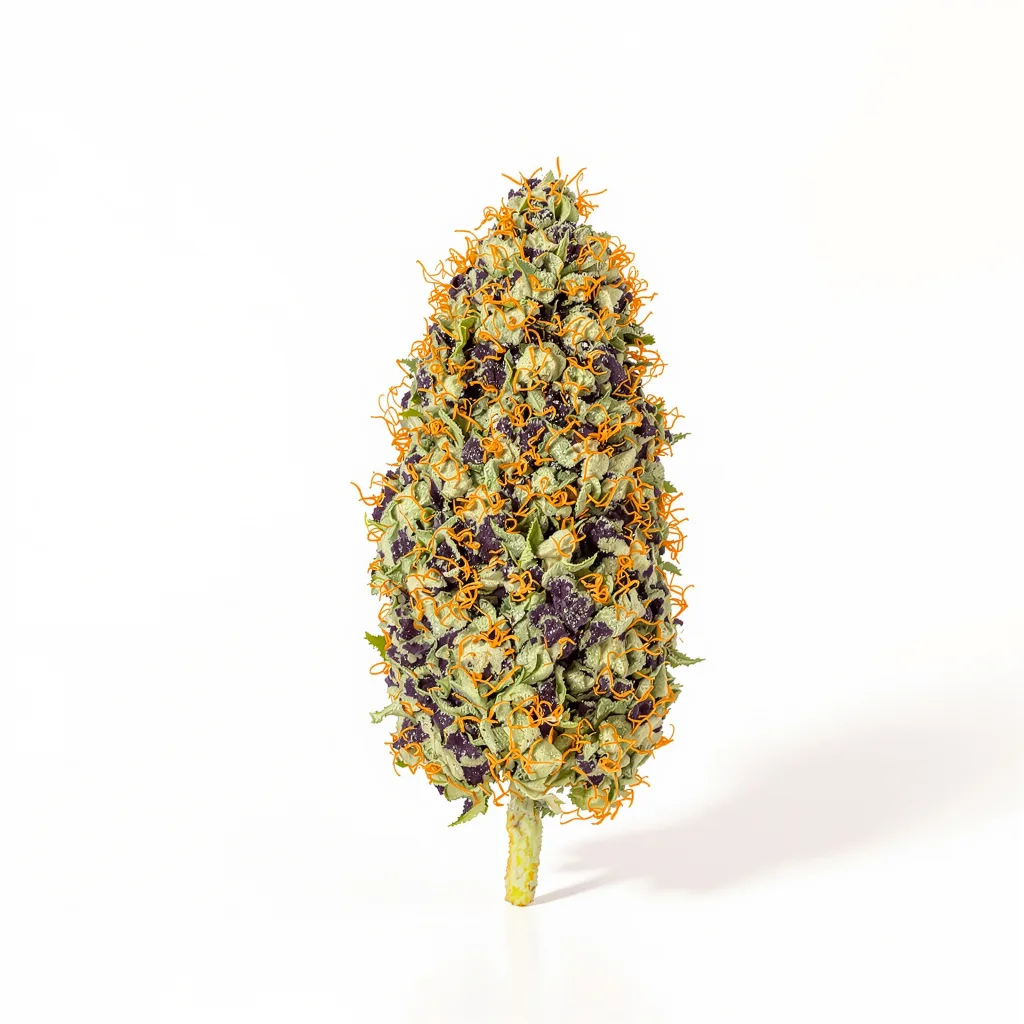Blue Ox 67% indica / 33% sativa — flor con tricomas visibles