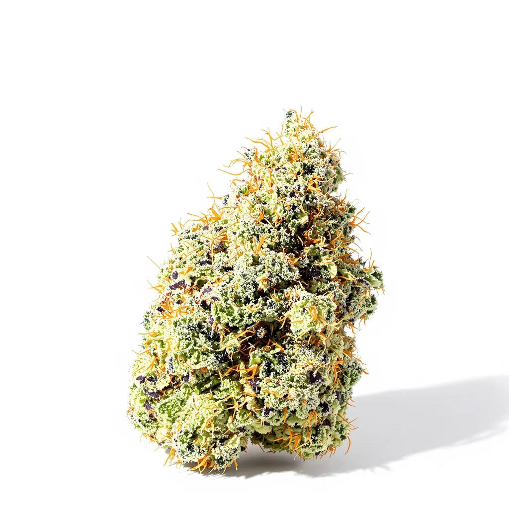 Blue Power 55% indica / 45% sativa — flor con tricomas visibles