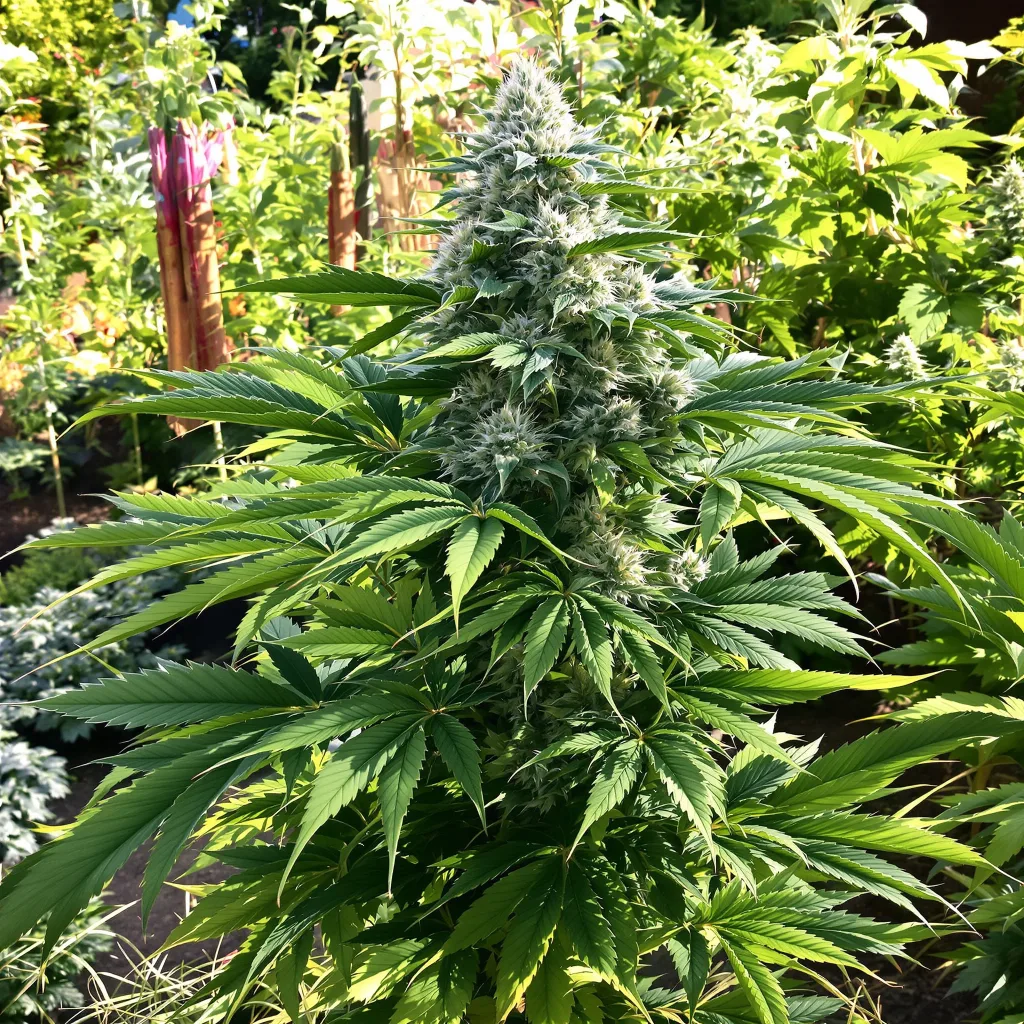 Blue Zombie 66% indica / 34% sativa — flor con tricomas visibles