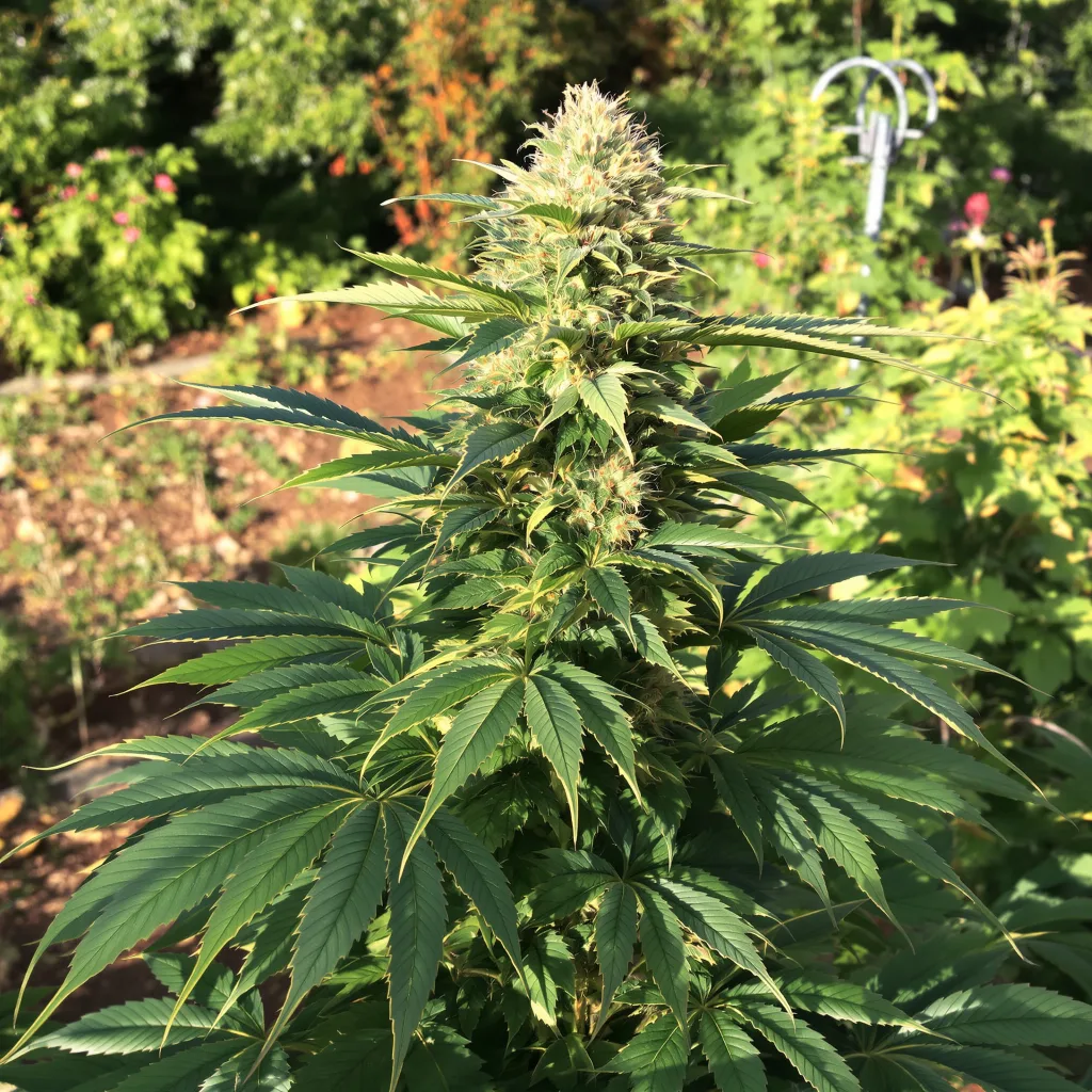 Blue Zombie 66% indica / 34% sativa — flor con tricomas visibles
