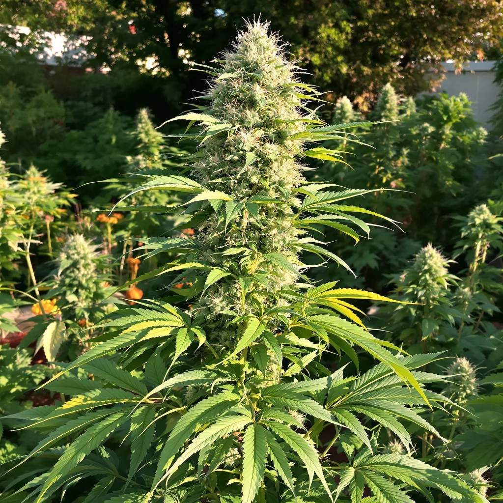 Blueberry AK 48% indica / 52% sativa — flor con tricomas visibles