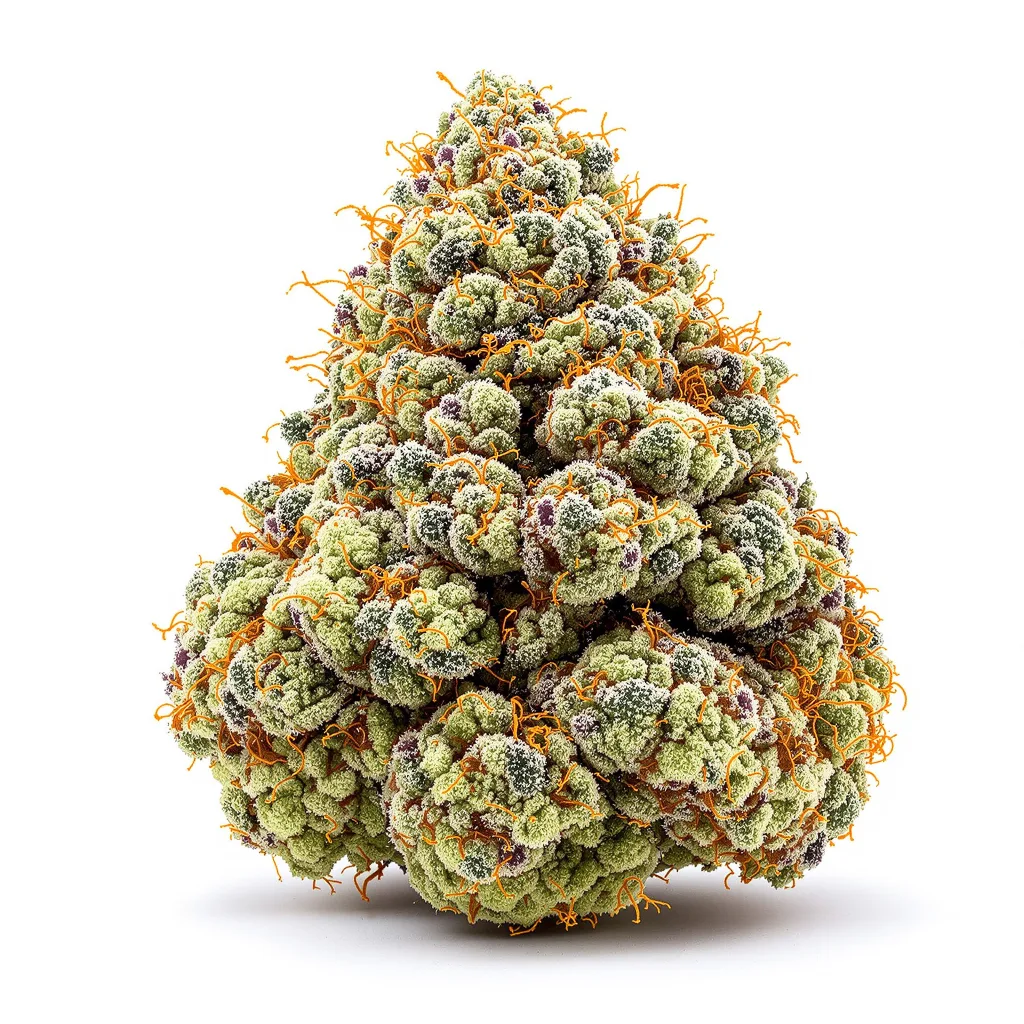 Blueberry AK 48% indica / 52% sativa — flor con tricomas visibles