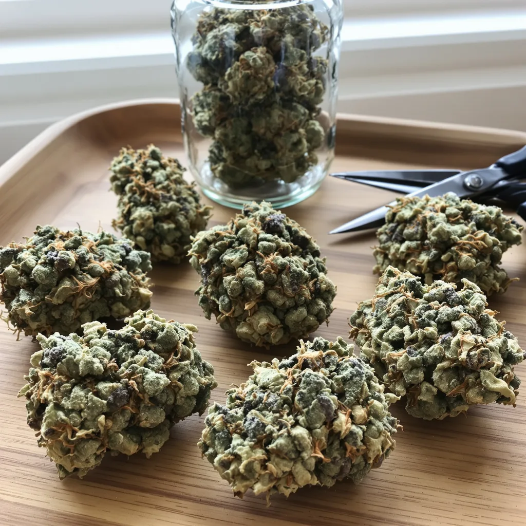 Blueberry Cheesecake 40% indica / 60% sativa — flor con tricomas visibles