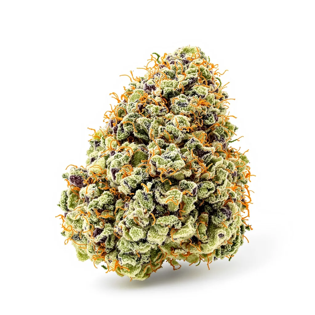 Blueberry Cheesecake 40% indica / 60% sativa — flor con tricomas visibles