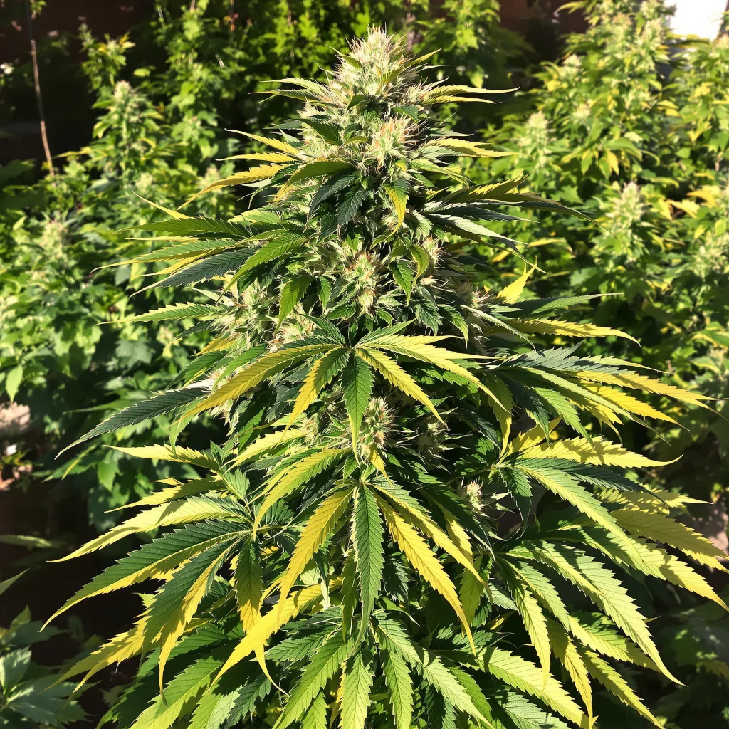 Blueberry Gusto 75% indica / 25% sativa — flor con tricomas visibles