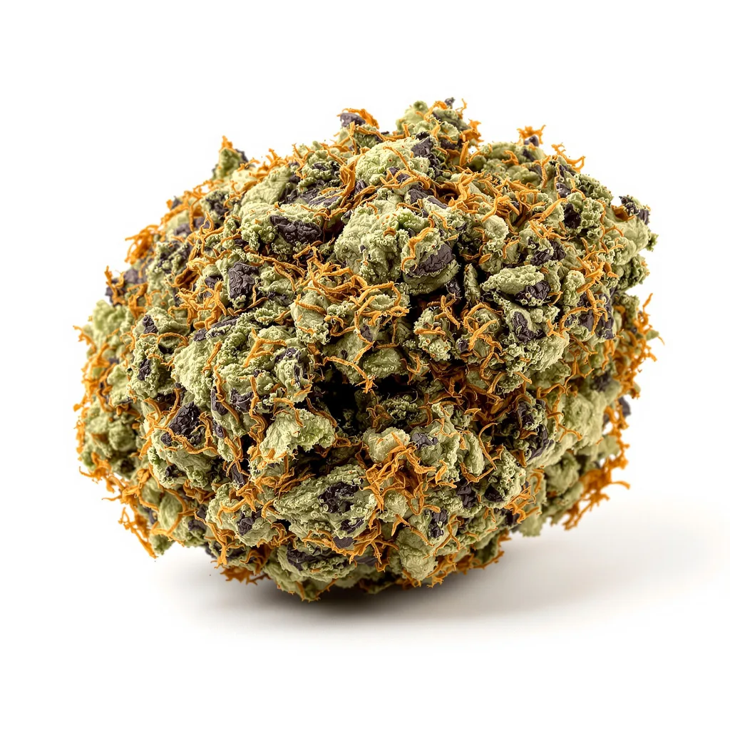Blueberry Gusto 75% indica / 25% sativa — flor con tricomas visibles
