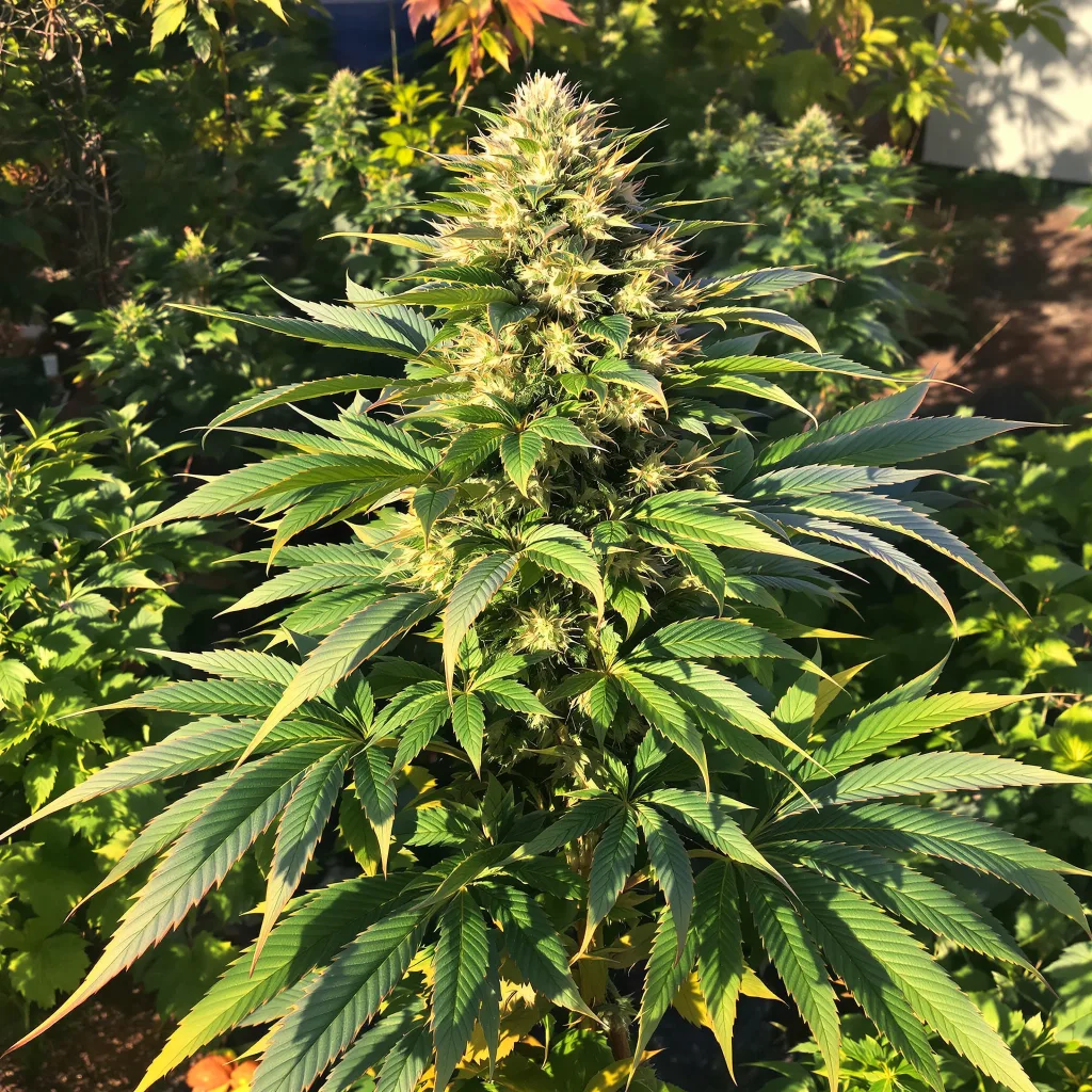Blueberry Gusto 75% indica / 25% sativa — flor con tricomas visibles