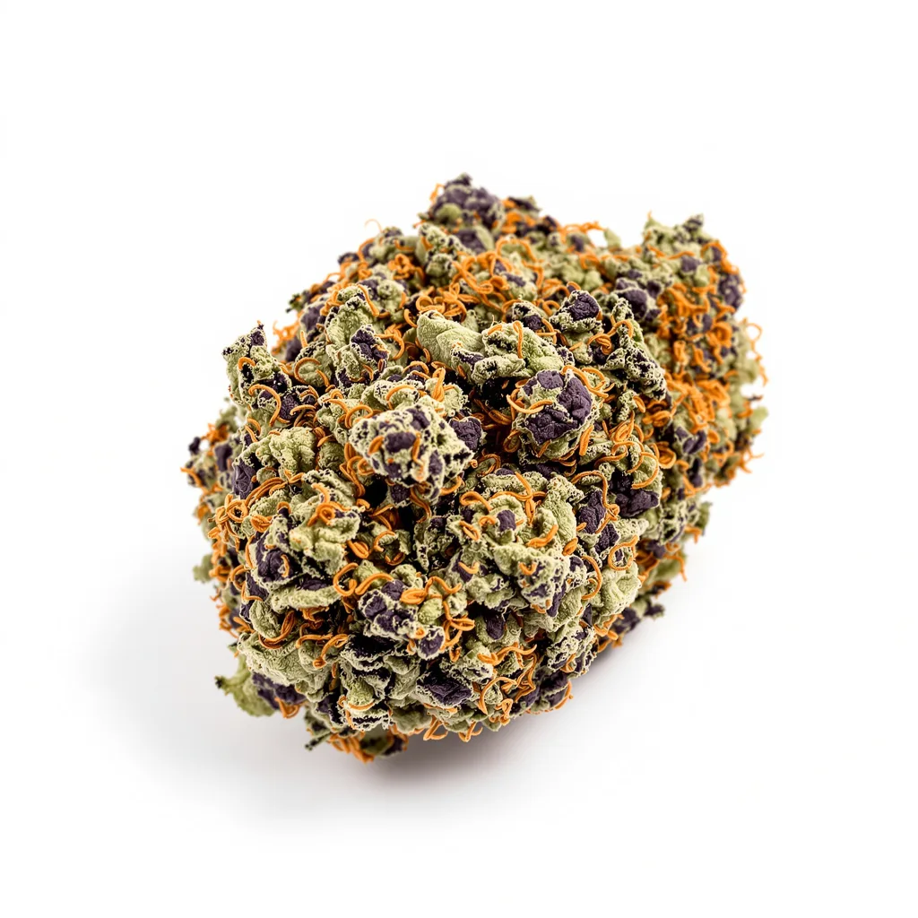 Blueberry Skunk 75% indica / 25% sativa — flor con tricomas visibles