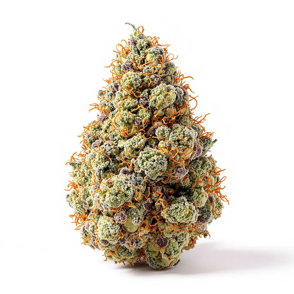 Bluniverse 43% indica / 57% sativa — flor con tricomas visibles