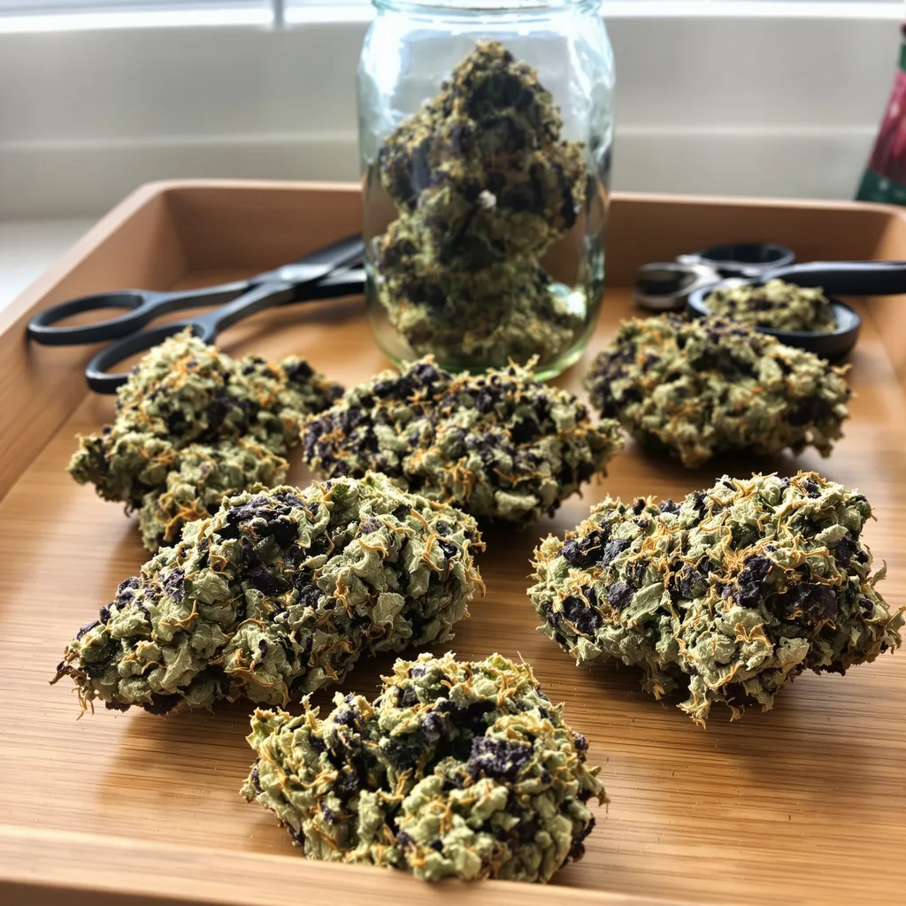 Brains Damage 66% indica / 34% sativa — flor con tricomas visibles