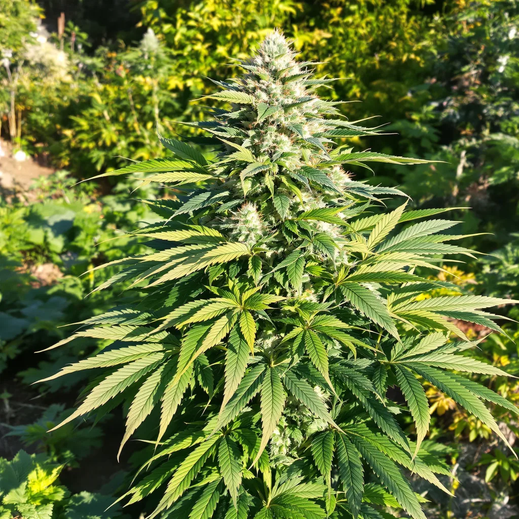 Brand X 74% indica / 26% sativa — flor con tricomas visibles
