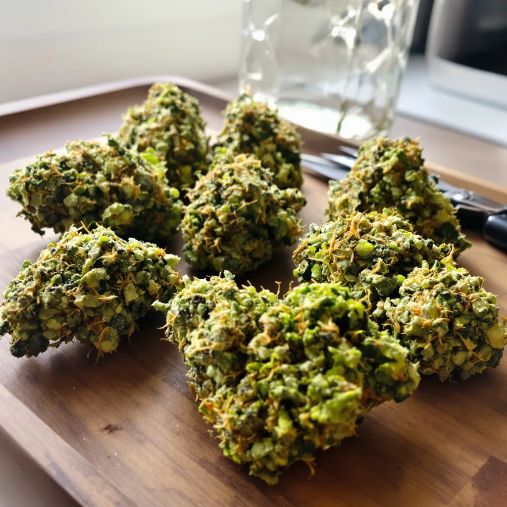 Bruce Almighty 10% indica / 90% sativa — flor con tricomas visibles