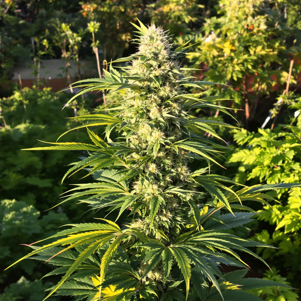 Bruce Banner 43% indica / 57% sativa — flor con tricomas visibles