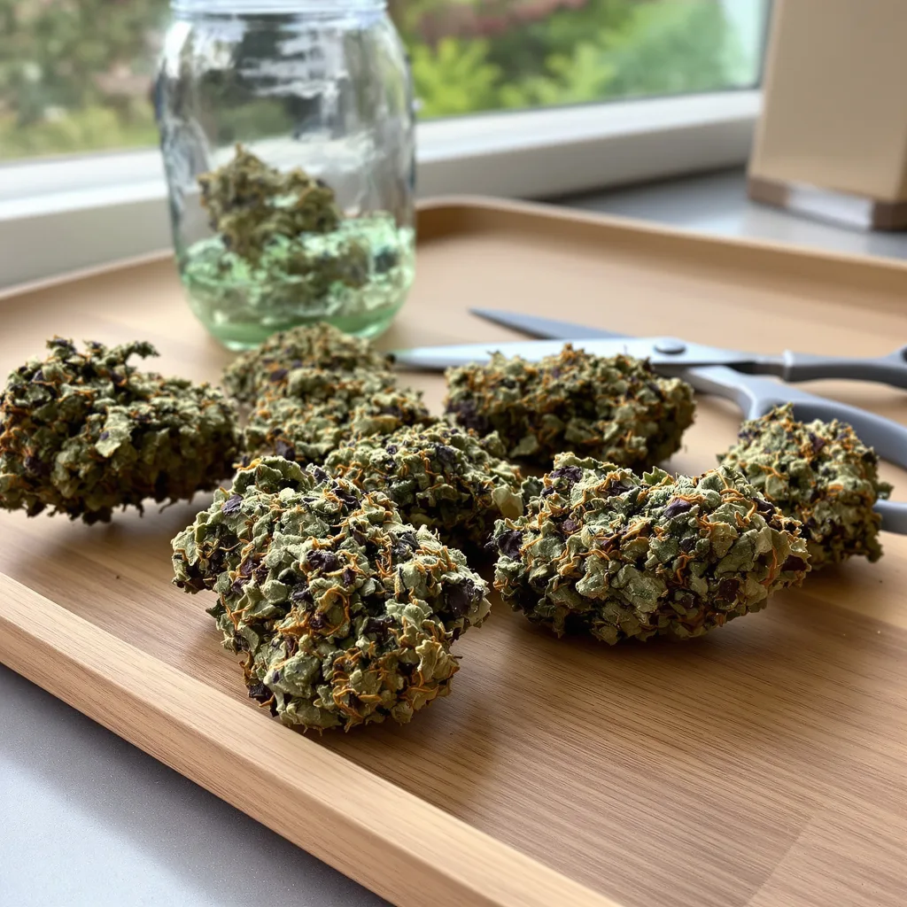 Bubba Kush 80% indica / 20% sativa — flor con tricomas visibles