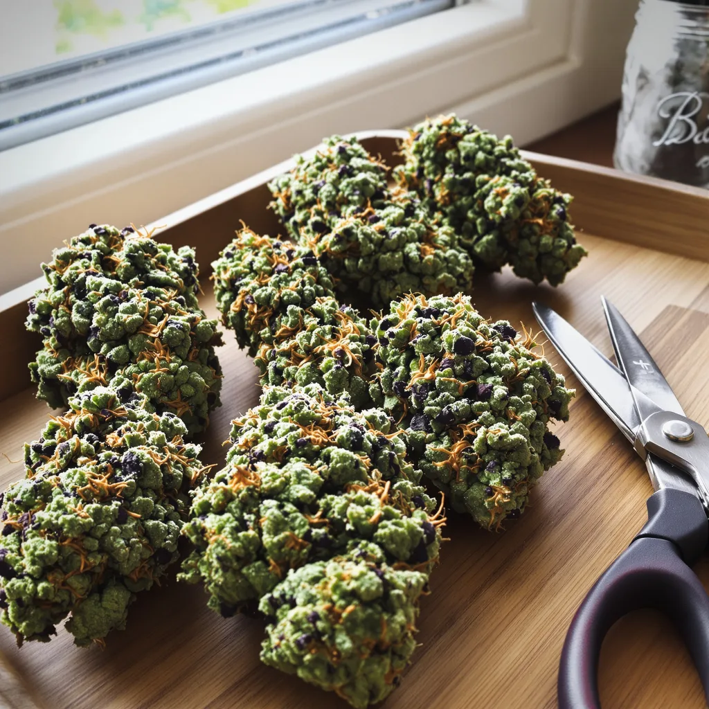 Bubba Tom Hayes 38% indica / 62% sativa — flor con tricomas visibles