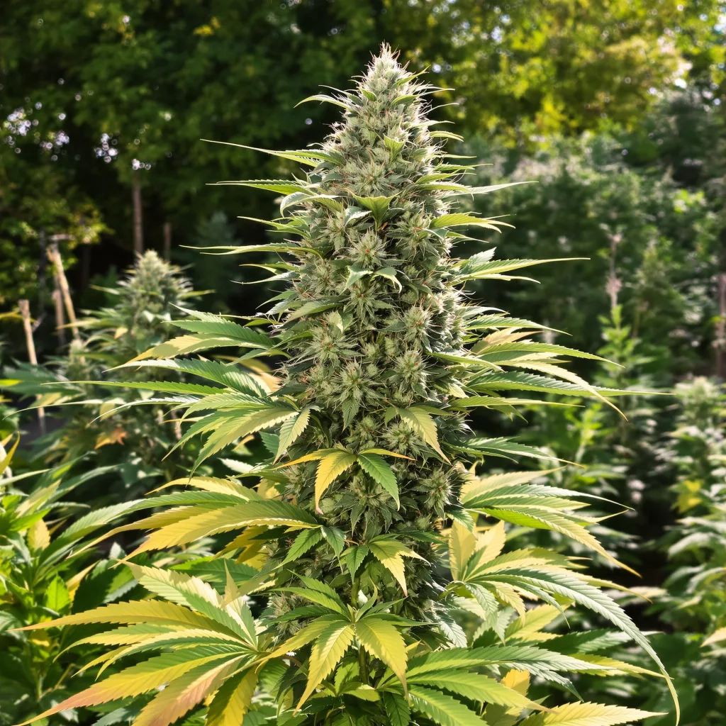 Bubba Tom Hayes 38% indica / 62% sativa — flor con tricomas visibles