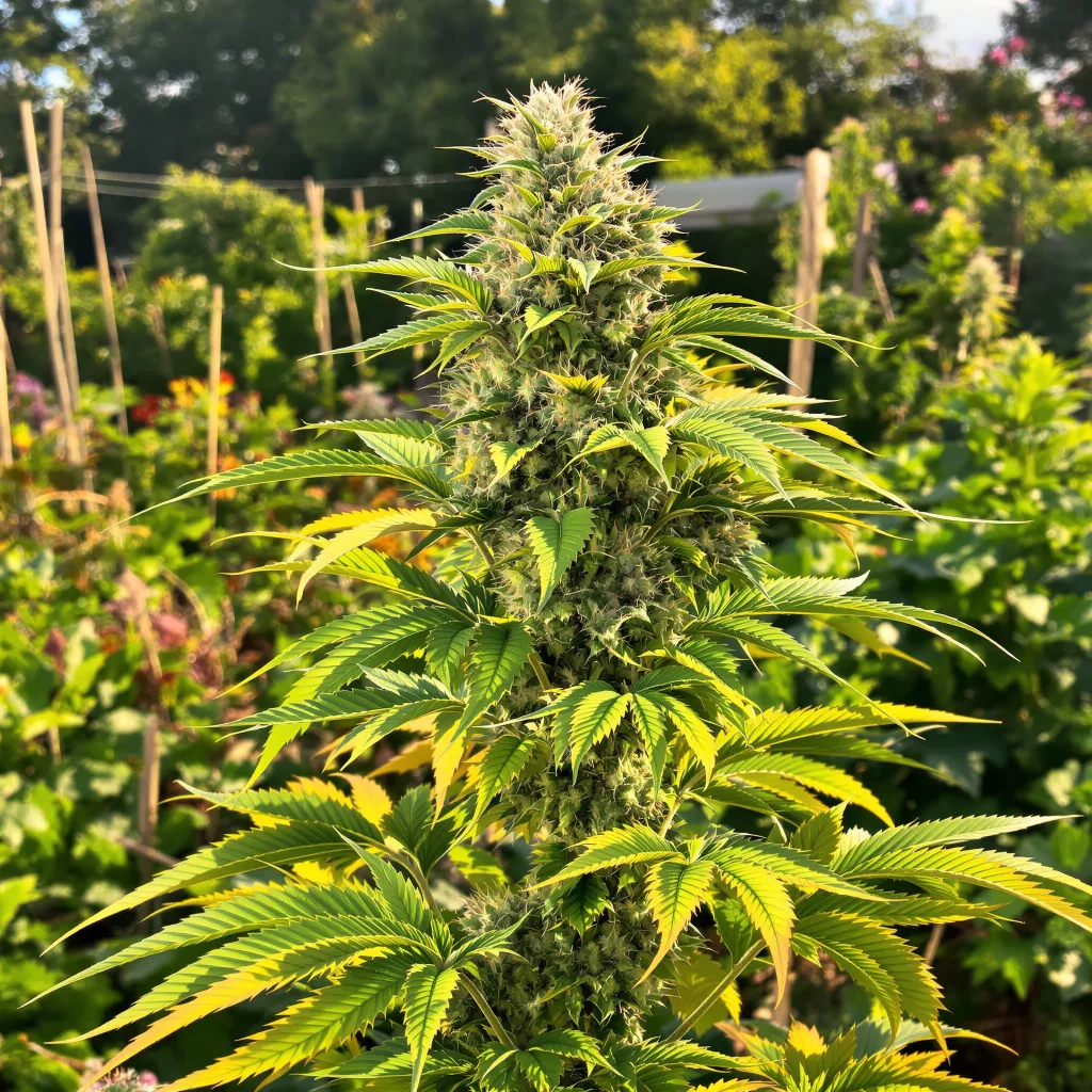 Bubbleberry 50% indica / 40% sativa — flor con tricomas visibles
