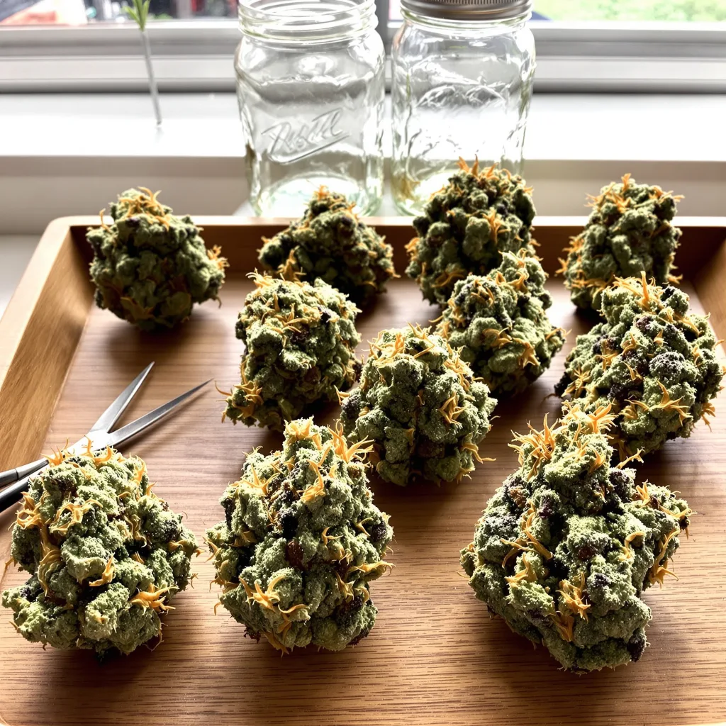 Bubblegum 59% indica / 41% sativa — flor con tricomas visibles