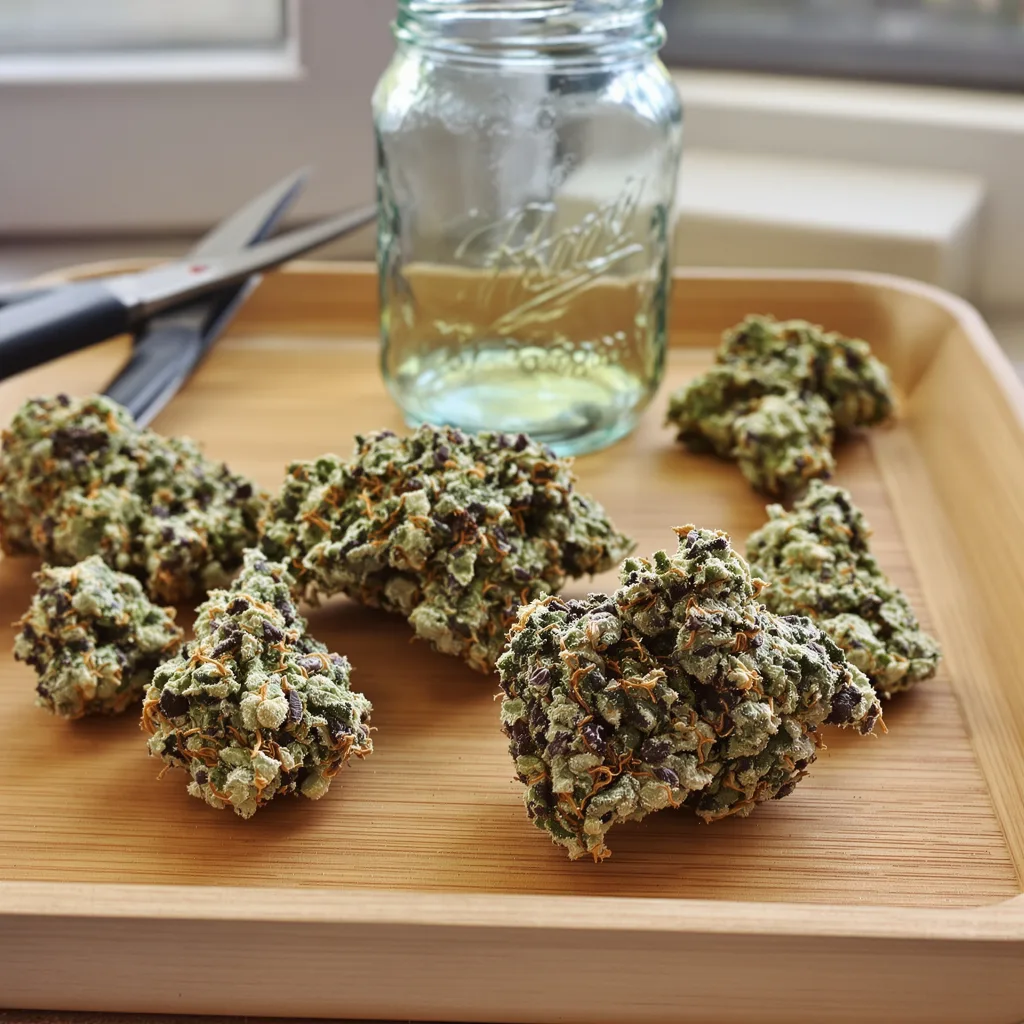 Bubblegum 59% indica / 41% sativa — flor con tricomas visibles