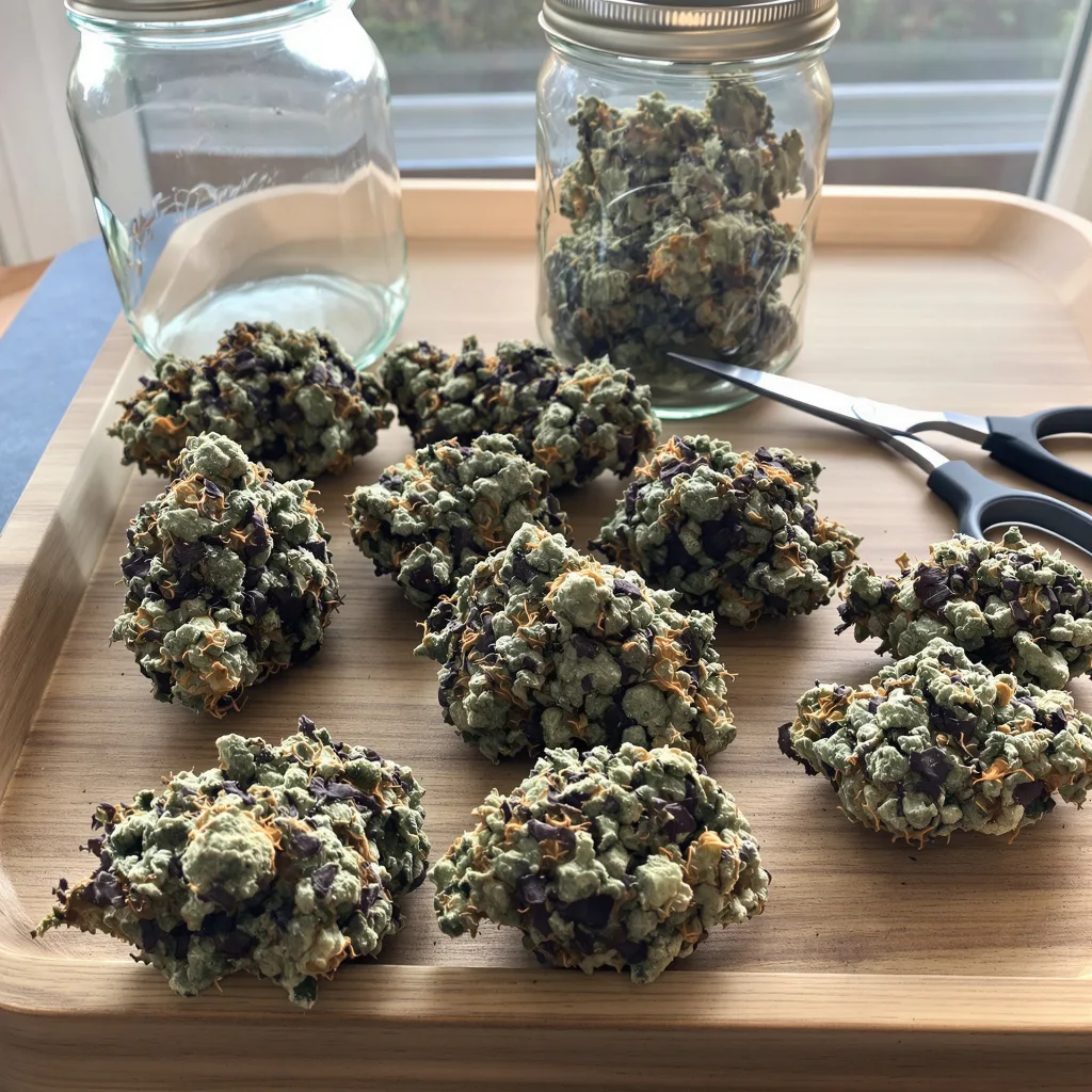 Bubblegum Kush 80% indica / 20% sativa — flor con tricomas visibles