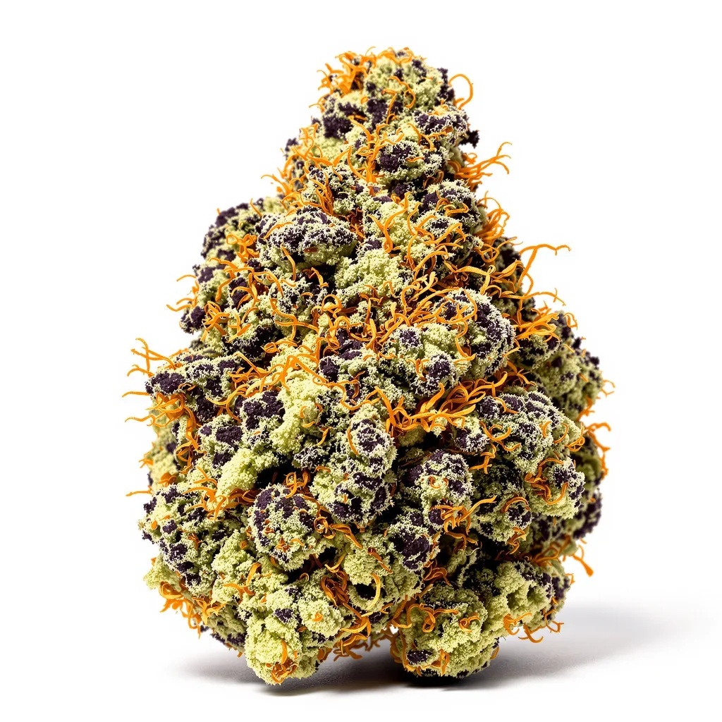 Buddha's Sister 80% indica / 20% sativa — flor con tricomas visibles