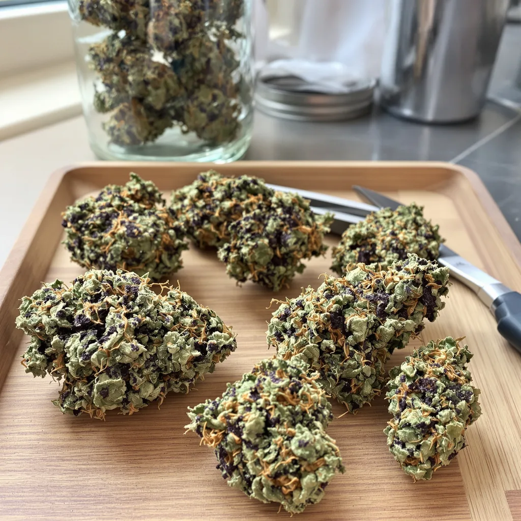 Burkle 78% indica / 22% sativa — flor con tricomas visibles
