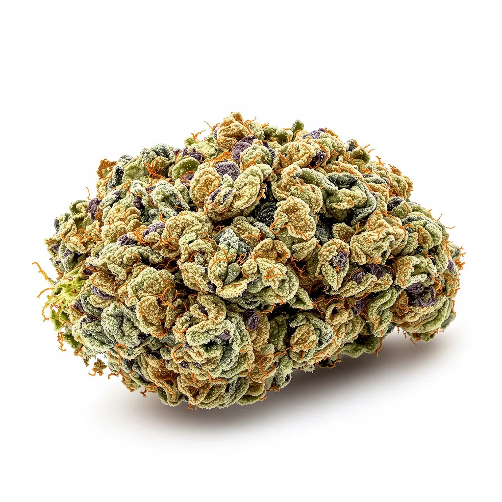 Burmese Kush 50% indica / 50% sativa — flor con tricomas visibles