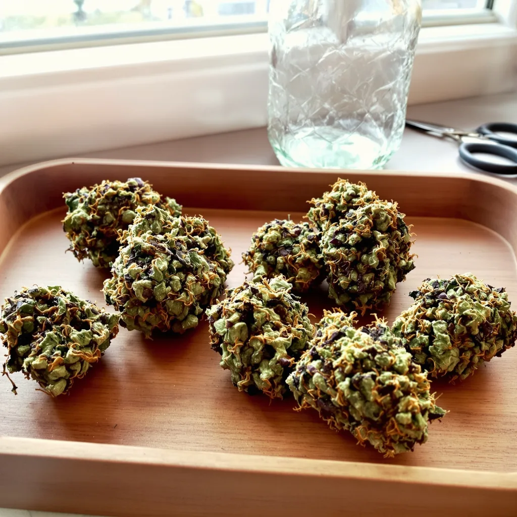 Butter OG 81% indica / 19% sativa — flor con tricomas visibles